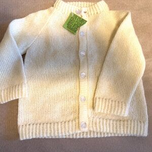 NWT Handmade Butter Yellow Knitted Baby Cardigan size 6-12mos made in Maine